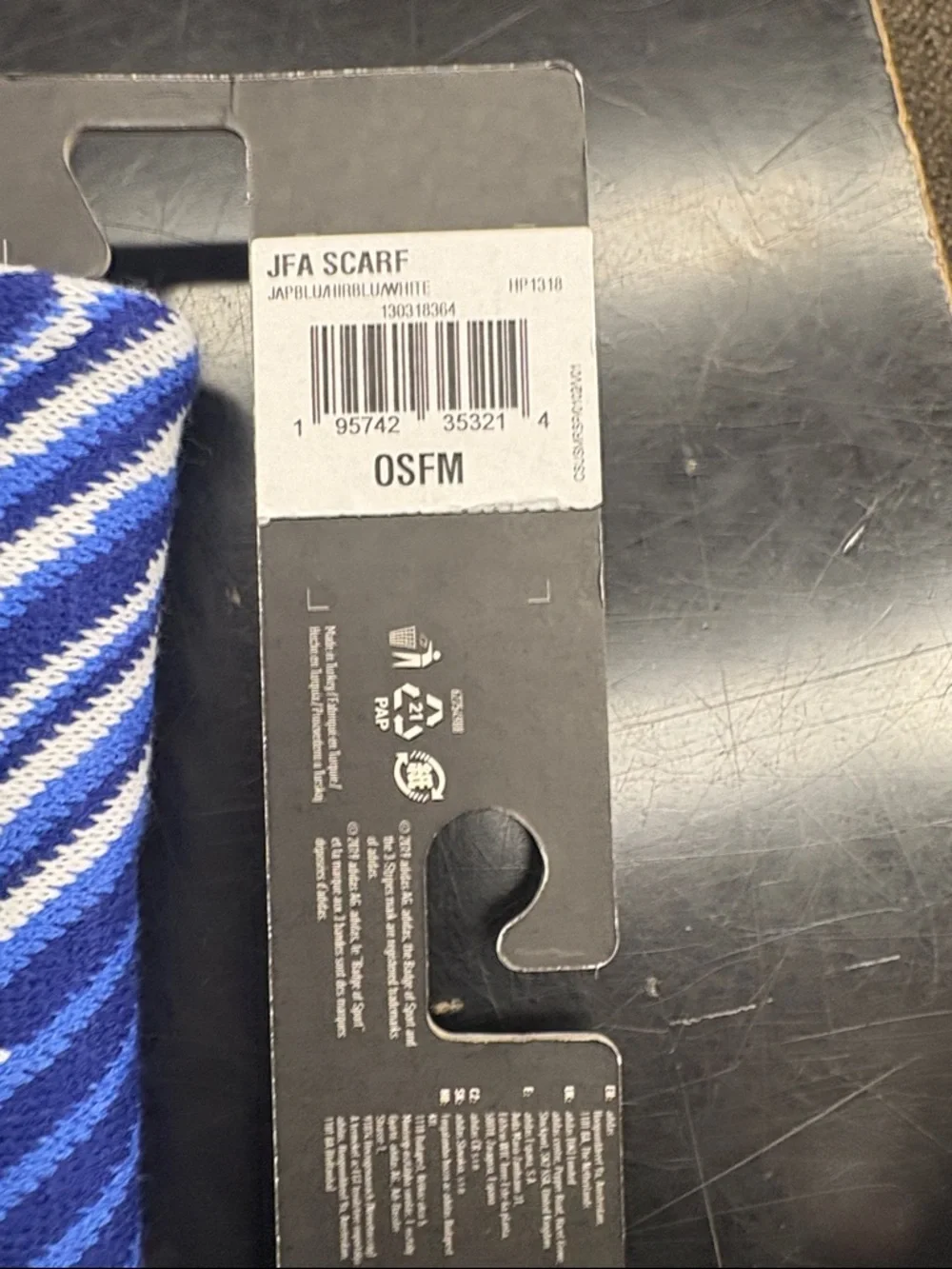 adidas Blue Japan Football Fan Scarf with Crest - Picture 2 of 3